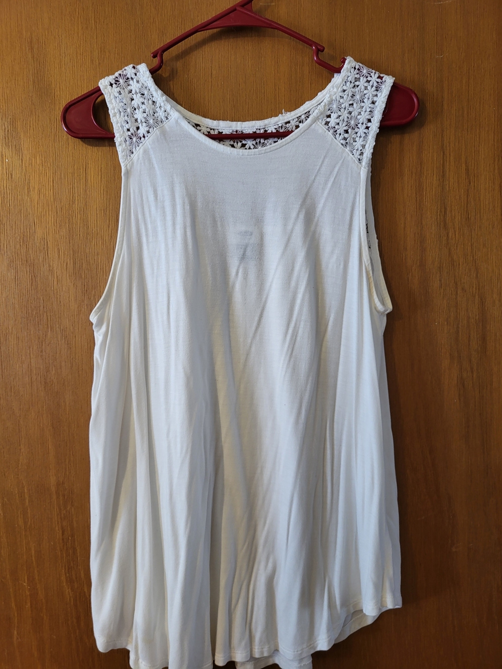 Old Navy White Crochet-Shoulder Swing Tank